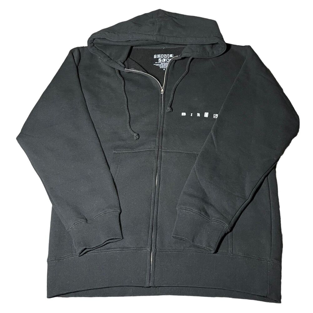 Travis Scott Birds Eye View Tour Full Zip Black Graphic Hoodie Men's Size S